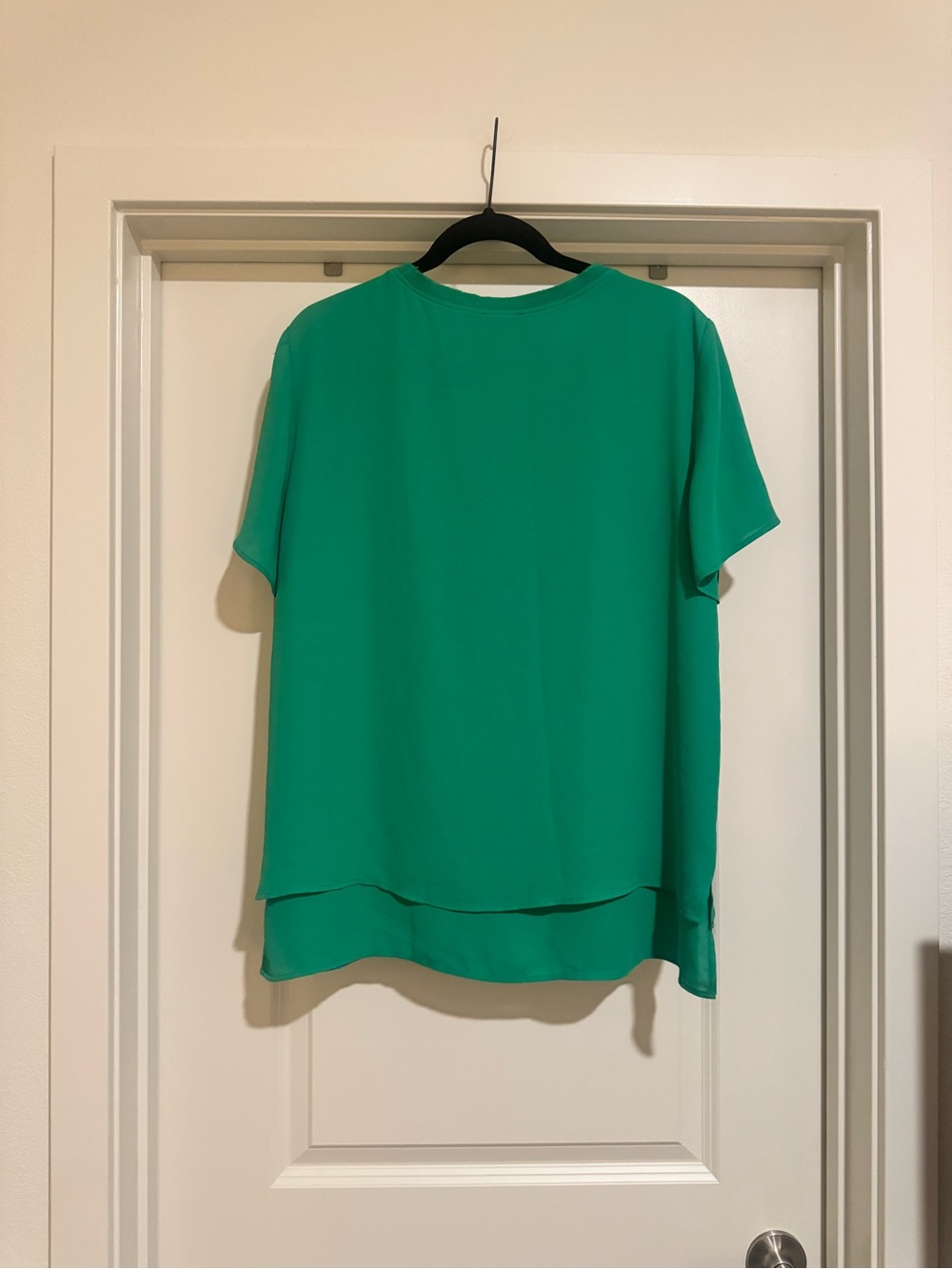 Hilary Radley Emerald Green Short Sleeve Layered Blouse - Picture 3 of 3